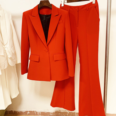 H3288 Women's Office Suit with Flared Pants Set DHL/Fedex/UPS/FedEx/EMS 3-7 Days Shipping Polyester/Cotton Material