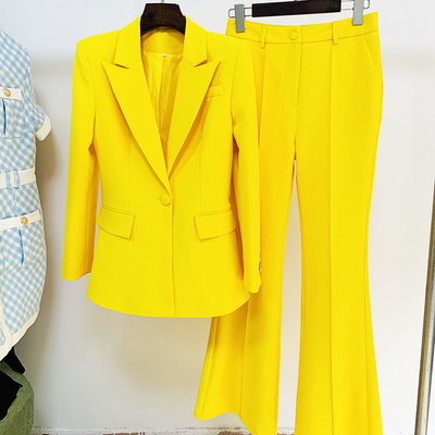 H3288 Women's Office Suit with Flared Pants Set DHL/Fedex/UPS/FedEx/EMS 3-7 Days Shipping Polyester/Cotton Material