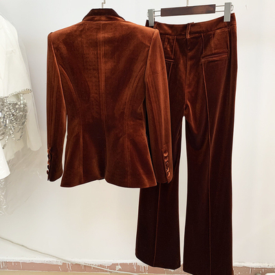 Breathable H3240 Women's Plus Size 2-Piece Pleuche Velvet Suit with Custom Logo and Customized Printing