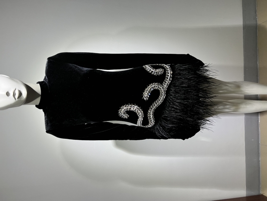ED2406 High Neck Long Sleeve Mini Diamond Dress in Black Velvet for Formal Occasions from Guangdong Sophistication