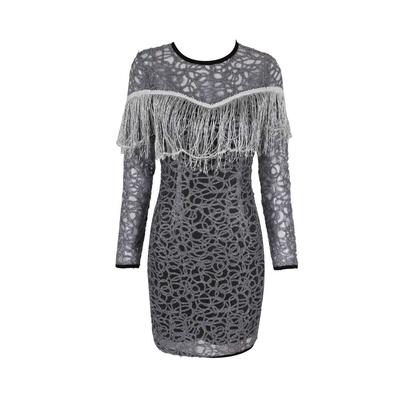 Print Method Printing ED2405 Women's Fringe Design Bodycon Dress Elegant Long Sleeve Party Dress Women's Evening Gown