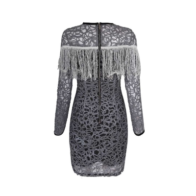 Print Method Printing ED2405 Women's Fringe Design Bodycon Dress Elegant Long Sleeve Party Dress Women's Evening Gown