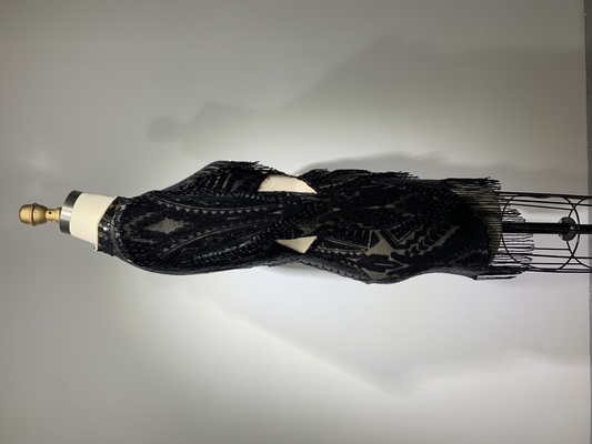 Exquisite Black Mini Dress with Shimmering Rhinestones and Eye-catching Tassel Ideal for Night Out or Special Occasions