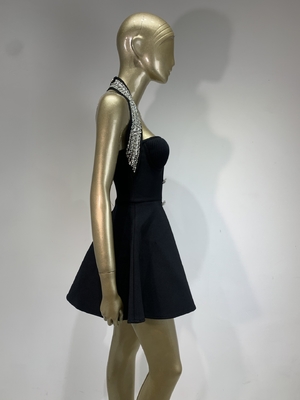 Natural Waistline SB3009 Fashionable and Elegant Black Sleeveless Mini Party Dress for Stylish Women
