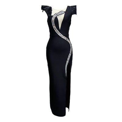 SB3000 Fashion Show Women's Elegant Crystal Evening Dress Bandage Dress for Upscale Gatherings