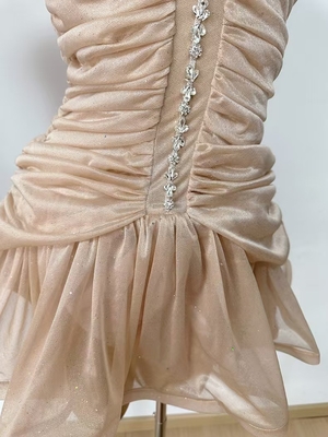 SB3235 Mini Dress with Mesh Material Spaghetti Straps Sweetheart Neckline and Crystal Embellishments by Kimsheinfashion