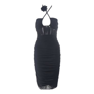 Summer Cocktail Dress in SB3236 Chicken Wire Mesh Material Women's Backless Casual Midi Dress Sleeveless Dress for Women