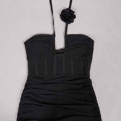 Summer Cocktail Dress in SB3236 Chicken Wire Mesh Material Women's Backless Casual Midi Dress Sleeveless Dress for Women
