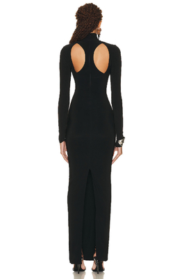 Natural Waist LS2282 Black Bandage Hollow Out Maxi Dress Long Sleeve Party Sexy Dress Luxury Women's Clothing Fashion