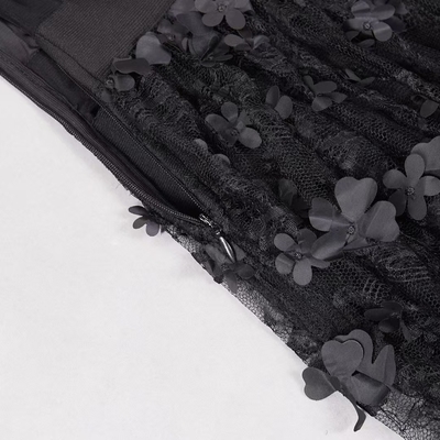 Guangdong Originated Black Lace Party Dress with No Sleeves and No Shoulder Straps Featuring Breathable Non-Woven Fabric