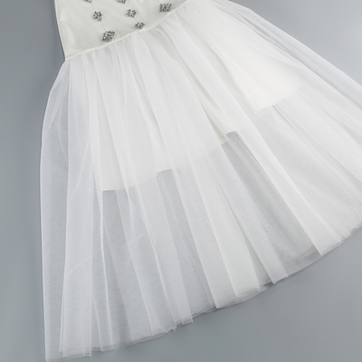 SB3250 Luxurious Summer Sexy Women's Party White Maxi Dress with Sleeveless and Strapless Crystal Tight Mesh Bodice