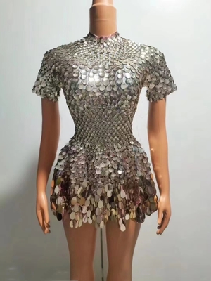 Quick Response AD1835 Women's Club Dress Elegant and Luxurious Sequin Mini Dress for a Night of Sophistication