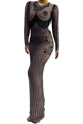 AD2280 Kimshein Women's Party Dress Long Sleeves Water Diamond Beaded Embellishment and Wrinkle-Resistant Material