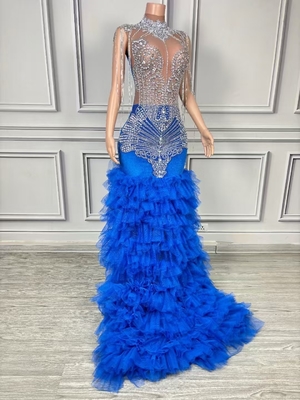 AD2285 Kimshein Long Formal Dress Featuring Intricate Needlework and Crystal Embellishments