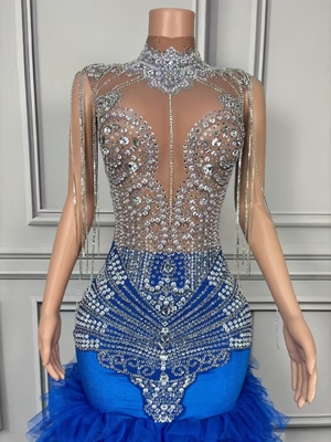 AD2285 Kimshein Long Formal Dress Featuring Intricate Needlework and Crystal Embellishments