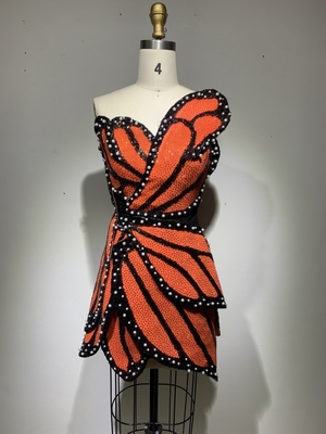 ED2392 One-Line Mini Evening Dress Elegant Pearl Cocktail Dress for Women