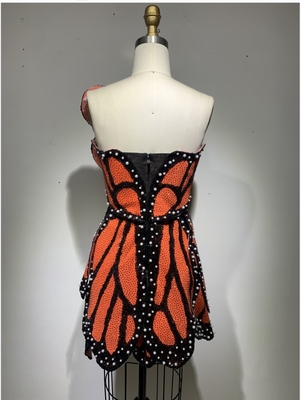 ED2392 One-Line Mini Evening Dress Elegant Pearl Cocktail Dress for Women