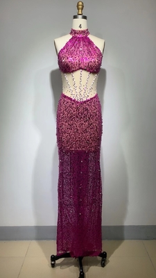 ED2386 Luxury Evening Dress Mesh Sequin Bodycon Dress Sleeveless Women's Ankle-Length Dress for Sophisticated Women