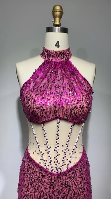 ED2386 Luxury Evening Dress Mesh Sequin Bodycon Dress Sleeveless Women's Ankle-Length Dress for Sophisticated Women