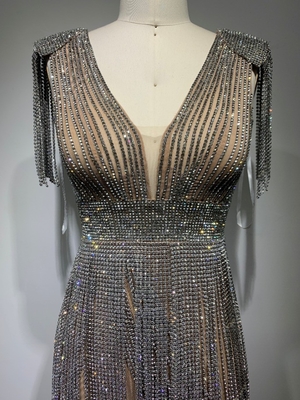 ED2384 Sexy Fish Tail Formal Gown Dress S-L Sizes Luxury Evening Party Women's Rhinestone Sequin Dress Fashion Dress