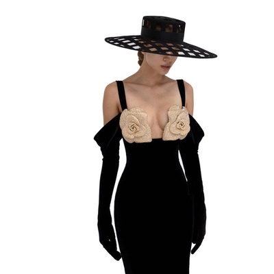 SB2702 Women's Black Off-Shoulder Maxi Dress The Ultimate Choice for Natural Waist and Sophisticated Look