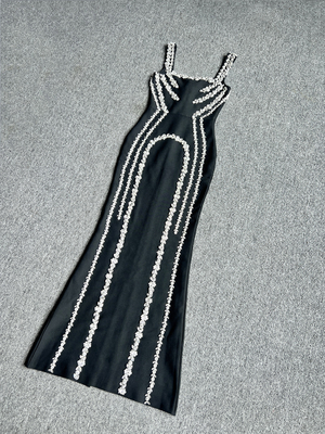 Elegant Tight Bandage Dress for Birthday Party Performance Stock/Ready to Ship SB2896 Black Sexy Luxury Crystal Dress