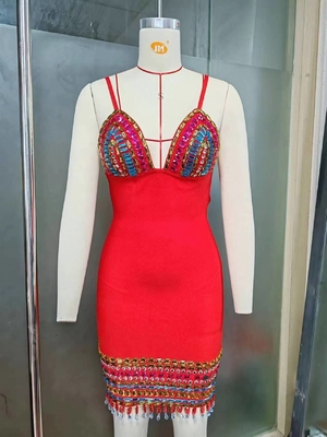 SB2994 Kimshein Fashionable Women's Party Dress with Luxurious Crystal Bandage Sleeveless Women's Dress