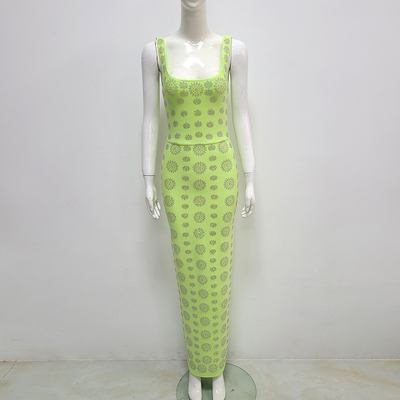 SB2867 Kimshein Women's Elegant Maxi Dress with Diamond Beaded Detail Bandage Style Long With Beads Washable No Print