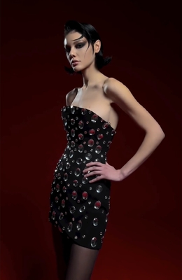 SB2854 Women's Crystal Bandage Dress Elegant and Fashionable with Woven Craft Design