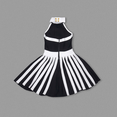 SB2950 Women's Formal Backless Elegant Dress Summer Black Bandage Dress with 3D Floral Design Sexy Party Mini Dress