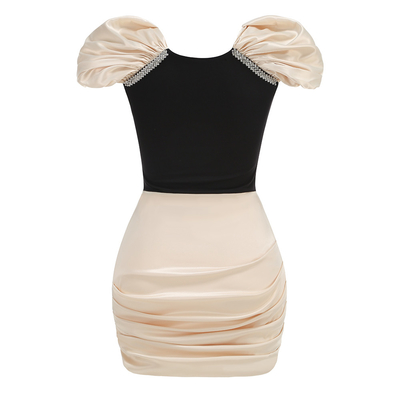 SB3251 end Mini Dress with Round Neck and Crystal Chain Made of Other Material Custom Logo Supported