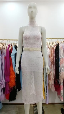 SB3118 Kimshein Midi Dress Sexy Sheer Panels Elegant Mesh and Dazzling Rhinestones for a Show-Stopping Evening Ensemble