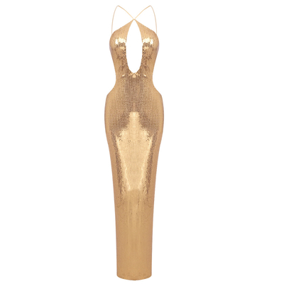 Split Sexy Dress for Nightclub Gold and Black Sequin Backless Party Dress SB3205 Guangdong Production Line