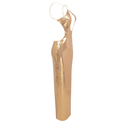 Split Sexy Dress for Nightclub Gold and Black Sequin Backless Party Dress SB3205 Guangdong Production Line