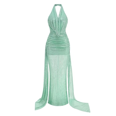 Gorgeous Mermaid Party Gown with No Sleeves and Elastic Waistline Woven with Silk and Embellished with Shimmering Sequins