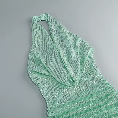 Gorgeous Mermaid Party Gown with No Sleeves and Elastic Waistline Woven with Silk and Embellished with Shimmering Sequins