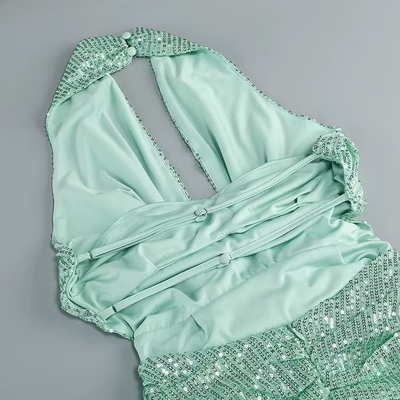 Gorgeous Mermaid Party Gown with No Sleeves and Elastic Waistline Woven with Silk and Embellished with Shimmering Sequins