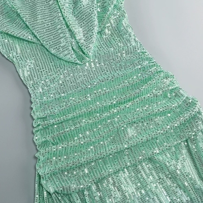 Gorgeous Mermaid Party Gown with No Sleeves and Elastic Waistline Woven with Silk and Embellished with Shimmering Sequins