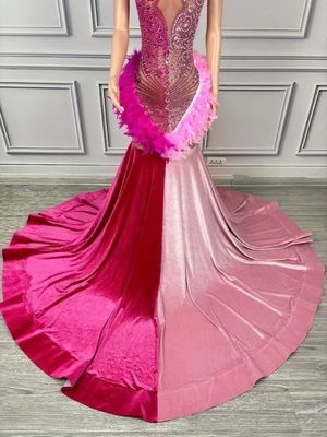 AD2287 Long Party Dress Elegant Crystal Wedding Dress for Women Luxurious Water Diamond Evening Dress