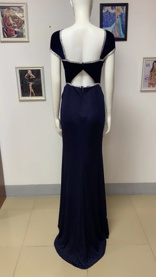 Natural Waist ED2366 Fashionable Medium Diamond Hollow Sleeveless Dress for Women Elegant Formal Black Evening Gown