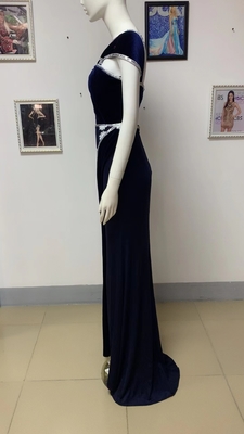 Natural Waist ED2366 Fashionable Medium Diamond Hollow Sleeveless Dress for Women Elegant Formal Black Evening Gown