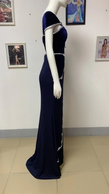 Natural Waist ED2366 Fashionable Medium Diamond Hollow Sleeveless Dress for Women Elegant Formal Black Evening Gown