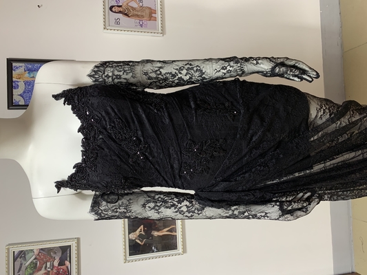 ED2361 Top Female Celebrity Sexy Nightclub Dress Long Evening Gown High Slit Tie Belt Women's Clothing for End Customers