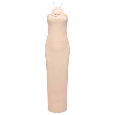 Summer Evening Dress for Women SB2955 Customized Sexy Sleeveless Backless Tight Bandage High Waist Solid Foil Print Slim Fit