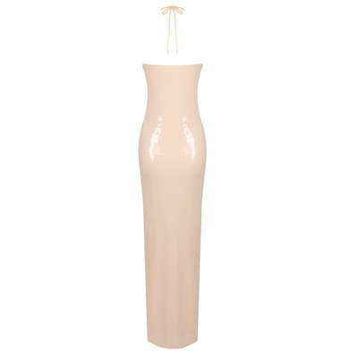 Summer Evening Dress for Women SB2955 Customized Sexy Sleeveless Backless Tight Bandage High Waist Solid Foil Print Slim Fit