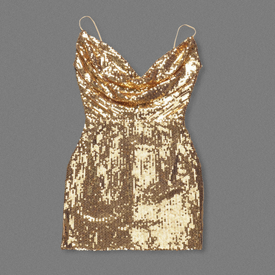SB2954 No Back Strap No Sleeves Slim Fit Sequin Mini Dress for Celebrity Parties Made of Artificial Silk