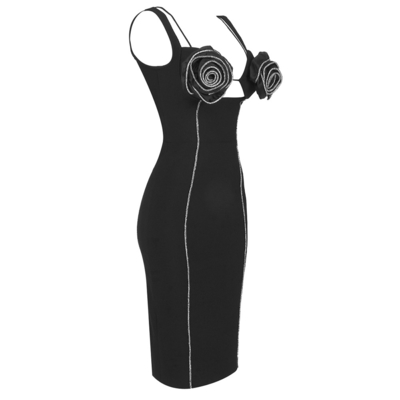 Elegant White 3D Flower Strapless Bodycon Dress for Women Luxury Long Evening Gown Pure Color Pattern Back Projection Logo