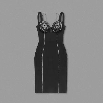 Elegant White 3D Flower Strapless Bodycon Dress for Women Luxury Long Evening Gown Pure Color Pattern Back Projection Logo