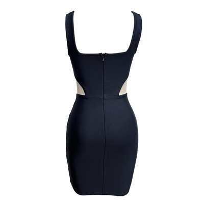Crystal Casual Elegant Party Luxury Evening Dress Black Bandage Club Dress for Sleeveless and OEM Processing Service