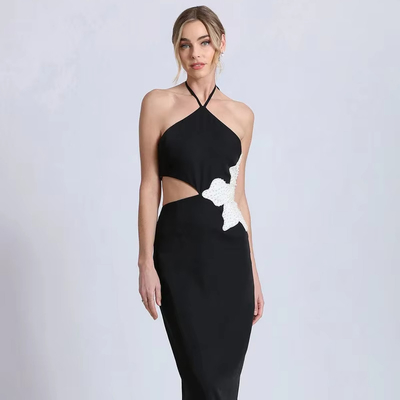 SB2945 Classic Backless Halter Sleeveless Bandage Maxi Dress Sexy Slim Fit Hip Long Dress Party Evening Dress for Women